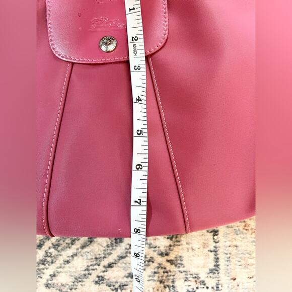 Longchamp padded pochette bag raspberry pink leather nylon shoulder y2k spring - Picture 11 of 12